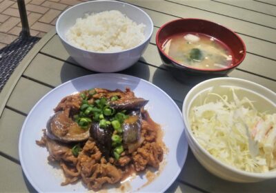 ピリッと辛い茄子と豚肉の味噌炒め☆　ゴハンを食べすぎました！